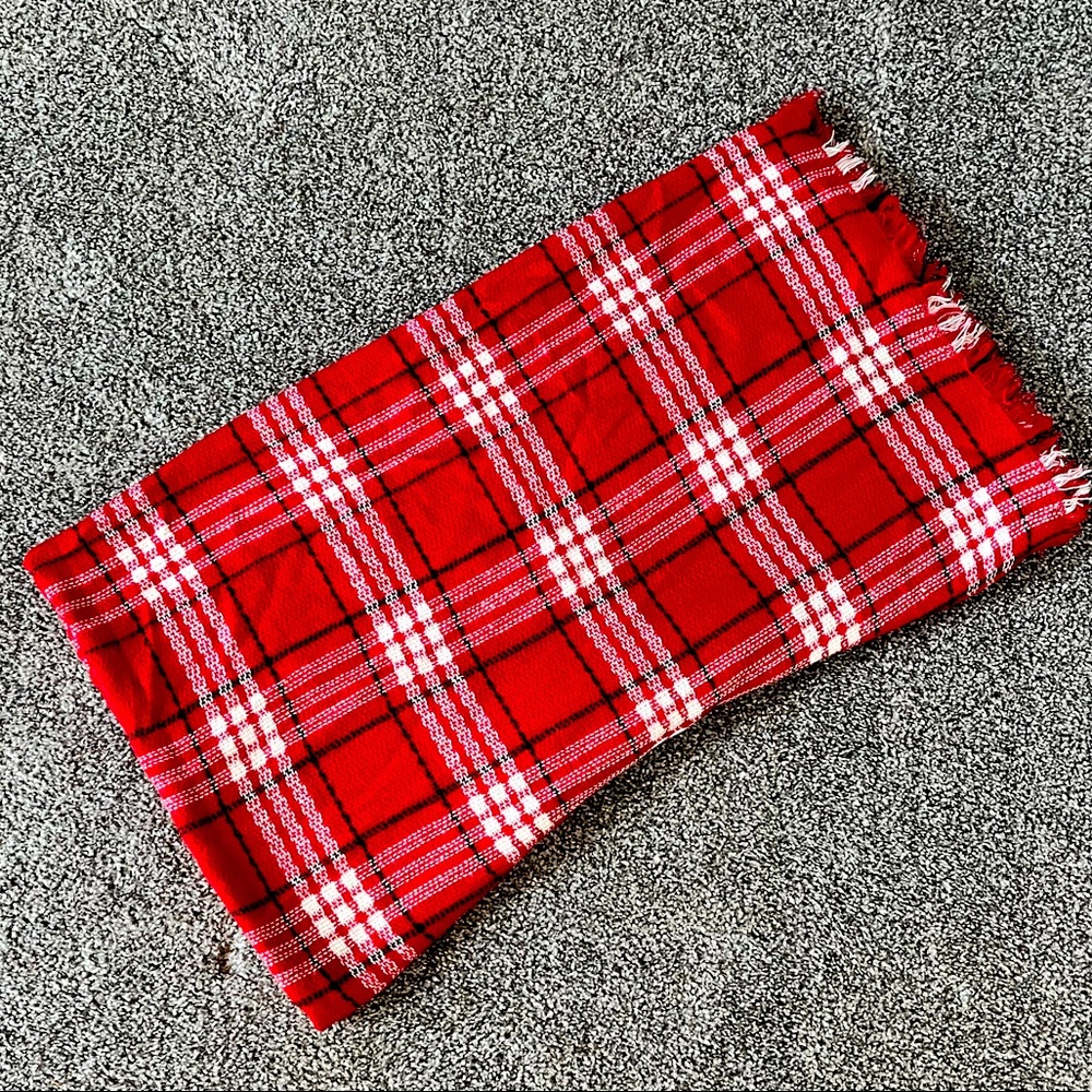 Flannel red plaid scarf